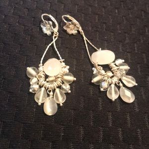 Silver/White toned Dangling Earrings